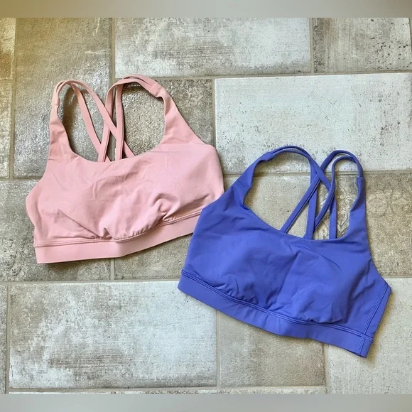 NWOT (2) Lululemon Energy Bra *Medium Support, B–D Cups Dew Pink, Charged Indigo - Picture 1 of 9